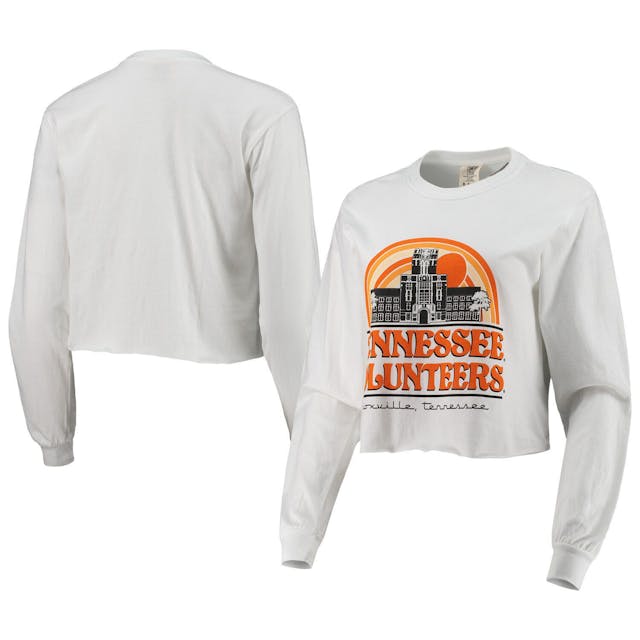 Women's White Tennessee Volunteers Retro Campus Crop Long Sleeve T-Shirt
