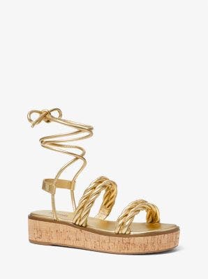 Marina Metallic Woven Lace-up Sandal | Michael Kors