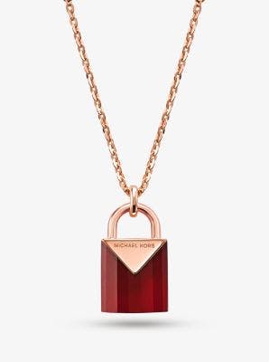 Precious Metal-plated Sterling Silver Lock Necklace | Michael Kors