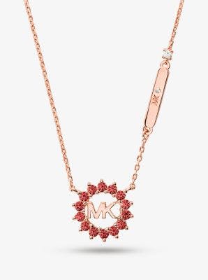 14k Rose Gold-plated Sterling Silver Logo Necklace | Michael Kors
