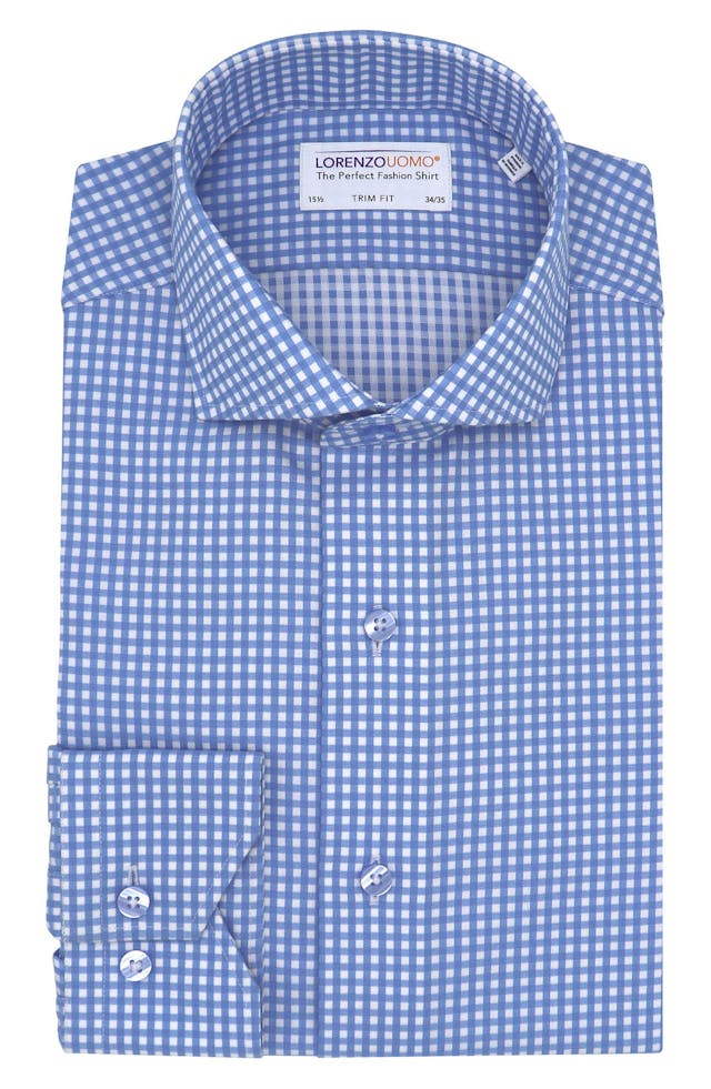 Lorenzo Uomo Trim Fit Box Grid Organic Cotton Dress Shirt | Nordstrom