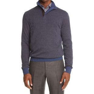 Ermenegildo Zegna Cashmere & Cotton Quarter Zip Sweater | Nordstrom