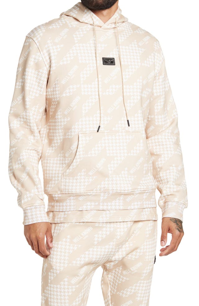 WELL KNOWN Houndstooth Logo Hoodie | Nordstrom