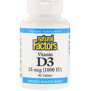 Natural Factors, Vitamin D3, 25 mcg (1,000 IU), 90 Tablets - iHerb