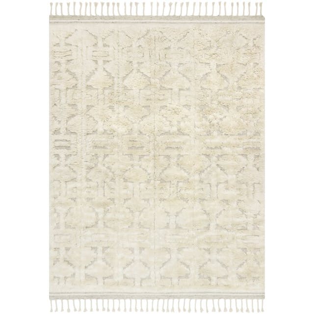 Joss & Main Michaela Geometric Hand-Knotted Wool Area Rug in Oatmeal / Ivory | Wayfair