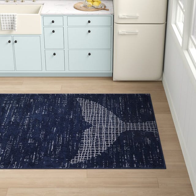 Sand & Stable Minster Abstract Machine Woven Area Rug in Navy Blue & Reviews | Wayfair