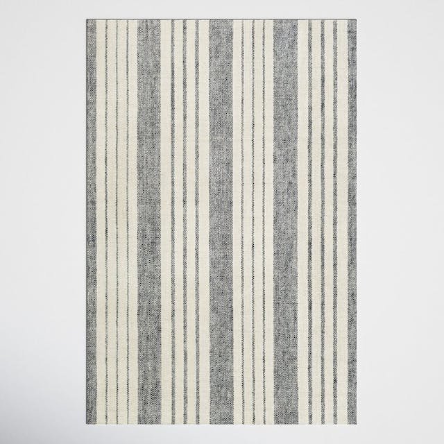 Joss & Main Louisa Striped Handmade Handwoven Area Rug in Light Gray/Gray/Black | Wayfair