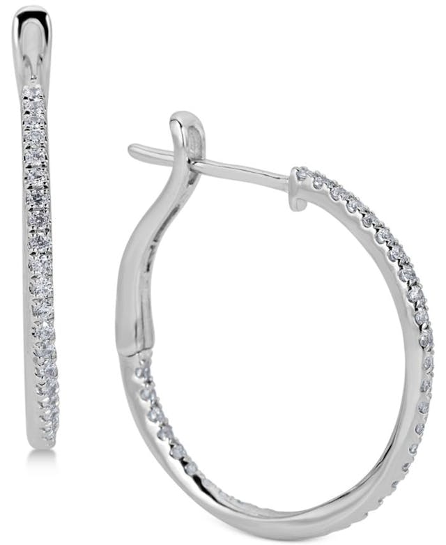 Macy's Diamond Twist In & Out Hoop Earrings (1/2 ct. t.w.) in 14k White Gold & Reviews - Earrings - Jewelry & Watches - Macy's