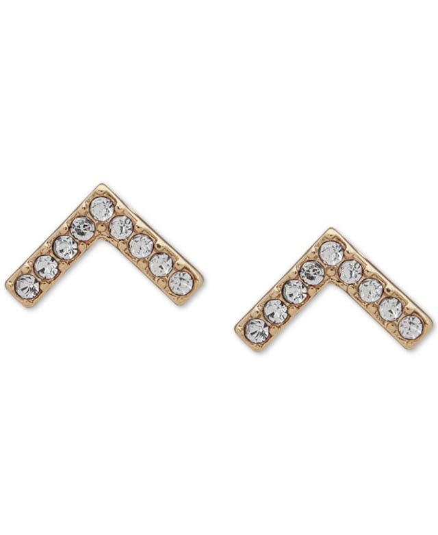 DKNY Gold-Tone Pavé Chevron Stud Earrings & Reviews - Earrings - Jewelry & Watches - Macy's