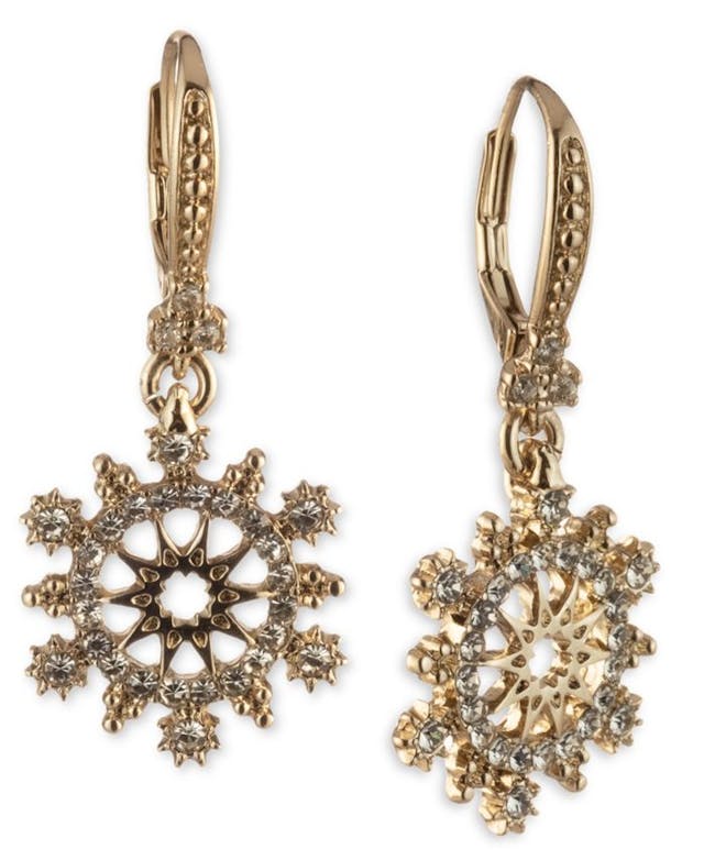 Marchesa Gold-Tone Crystal Openwork Leverback Drop Earrings & Reviews - Earrings - Jewelry & Watches - Macy's