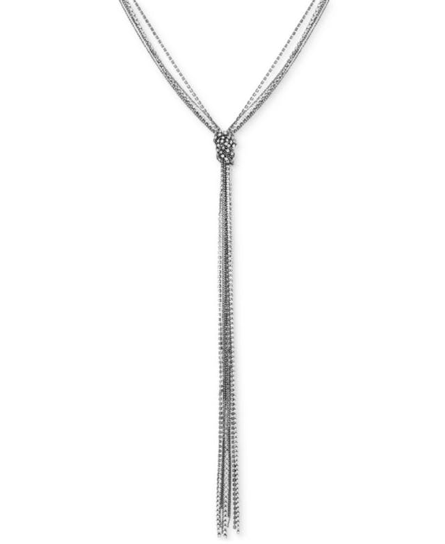 GUESS Hematite-Tone Crystal Multi-Chain Knotted Lariat Necklace, 20" + 2" extender & Reviews - Necklaces - Jewelry & Watches - Macy's
