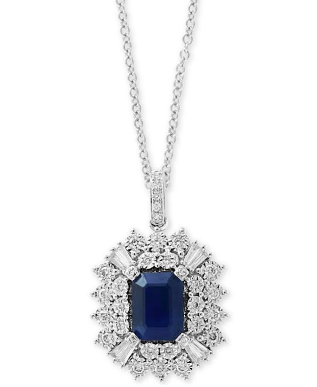 EFFY Collection EFFY® Sapphire (1-1/2 ct. t.w.) & Diamond (3/8 ct. t.w.) 18" Pendant Necklace in 14k White Gold & Reviews - Necklaces  - Jewelry & Watches - Macy's