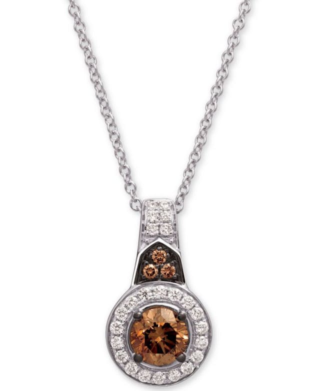 Le Vian Chocolatier® Diamond Halo 18" Pendant Necklace (5/8 ct. t.w.) in 14k White Gold & Reviews - Necklaces  - Jewelry & Watches - Macy's