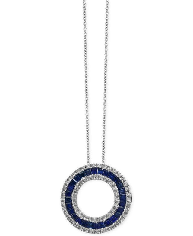EFFY Collection Royalé Bleu by EFFY® Sapphire (1-5/8 ct. t.w.) and Diamond (1/3 ct. t.w.) Circle Pendant Necklace in 14k White Gold, Created for Macy's & Reviews - Necklaces  - Jewelry & Watches - Macy's