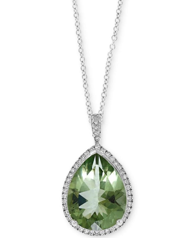 EFFY Collection EFFY® Green Quartz (7-1/20 ct. t.w.) & Diamond (1/5 ct. t.w.) 18" Teardrop Pendant Necklace in 14k White Gold  & Reviews - Necklaces  - Jewelry & Watches - Macy's