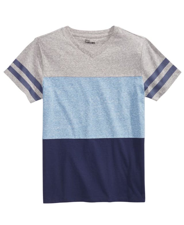Epic Threads Big Boys Colorblocked Stripe V-Neck T-Shirt, Created for Macy's    & Reviews - Shirts & Tops - Kids - Macy's