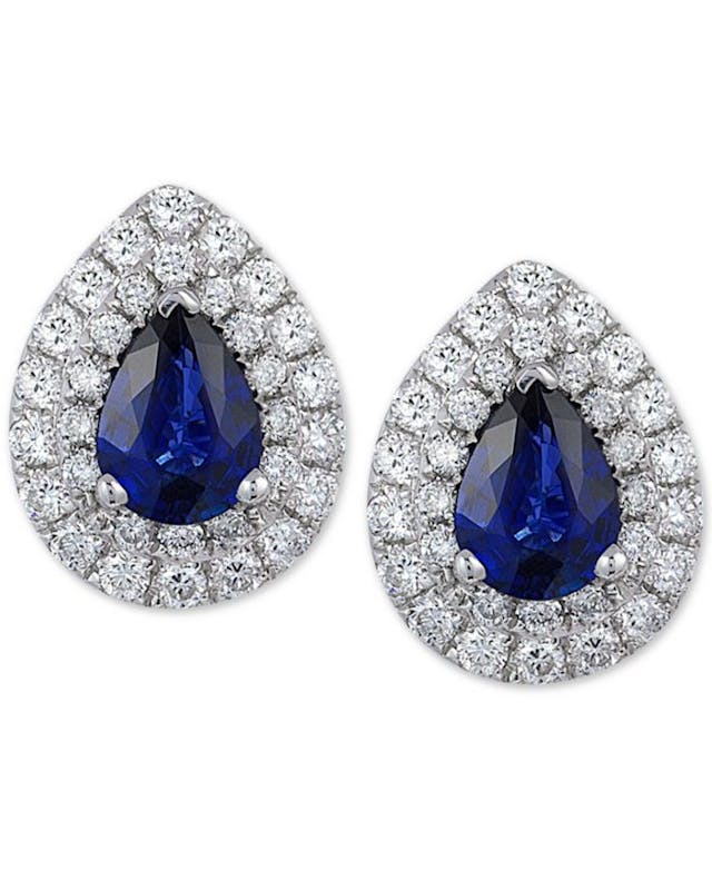 EFFY Collection EFFY® Sapphire (1-3/8 ct. t.w.) & Diamond (3/4 ct. t.w.) Stud Earrings in 14k White Gold & Reviews - Earrings - Jewelry & Watches - Macy's