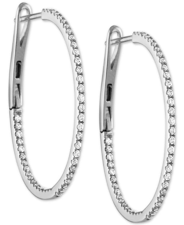 Macy's Diamond In & Out Small Hoop Earrings (1/2 ct. t.w.) in 14k White Gold, .98 & Reviews - Earrings - Jewelry & Watches - Macy's