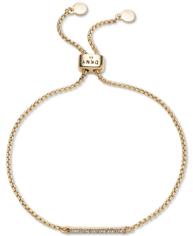 DKNY Gold-Tone Pavé Bar Bolo Bracelet & Reviews - Bracelets - Jewelry & Watches - Macy's