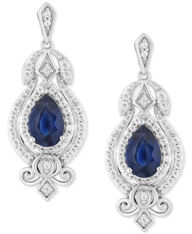 Enchanted Disney Fine Jewelry Enchanted Disney Sapphire (1 ct. t.w.) & Diamond (1/4 ct. t.w.) Cinderella Drop Earrings in 14k White Gold & Reviews - Earrings - Jewelry & Watches - Macy's