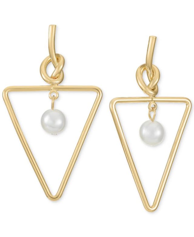 Alfani Gold-Tone Imitation Pearl Triangle Drop Earrings, Created for Macy's & Reviews - Earrings - Jewelry & Watches - Macy's