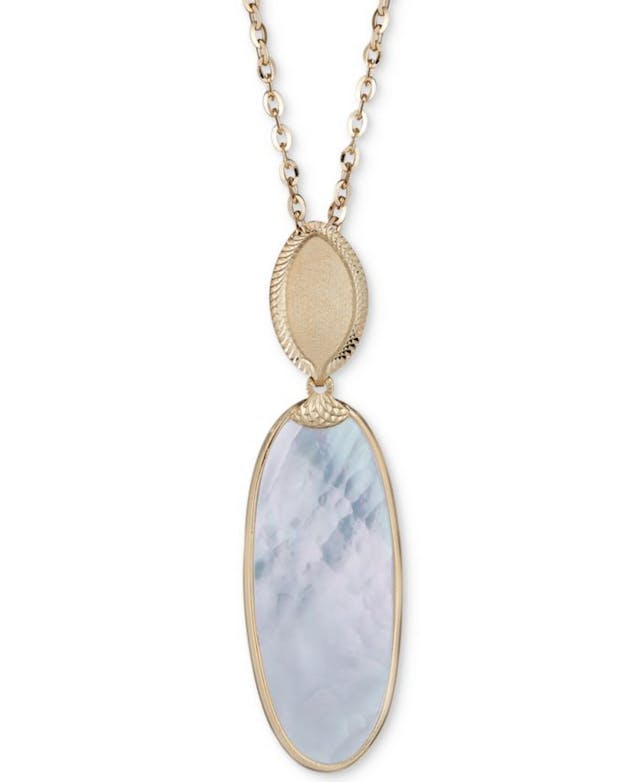 Macy's Mother-of-Pearl Oval Pendant Necklace in 14k Gold-Plated Sterling Silver, 18" + 2" extender & Reviews - Necklaces  - Jewelry & Watches - Macy's