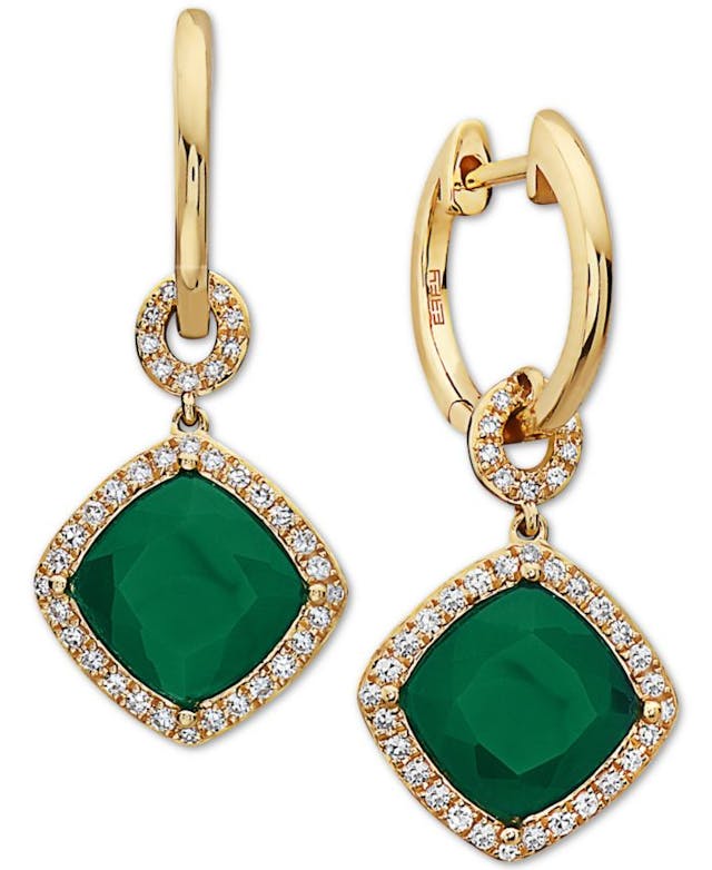 EFFY Collection EFFY® Green Onyx (8mm) & Diamond (1/3 ct. t.w.) Drop Earrings in 14k Gold & Reviews - Earrings - Jewelry & Watches - Macy's