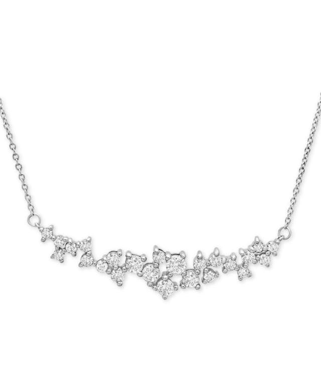 Macy's Diamond Scatter 15-1/2" Scatter Necklace (1 ct. t.w.) in 14k White Gold & Reviews - Necklaces  - Jewelry & Watches - Macy's