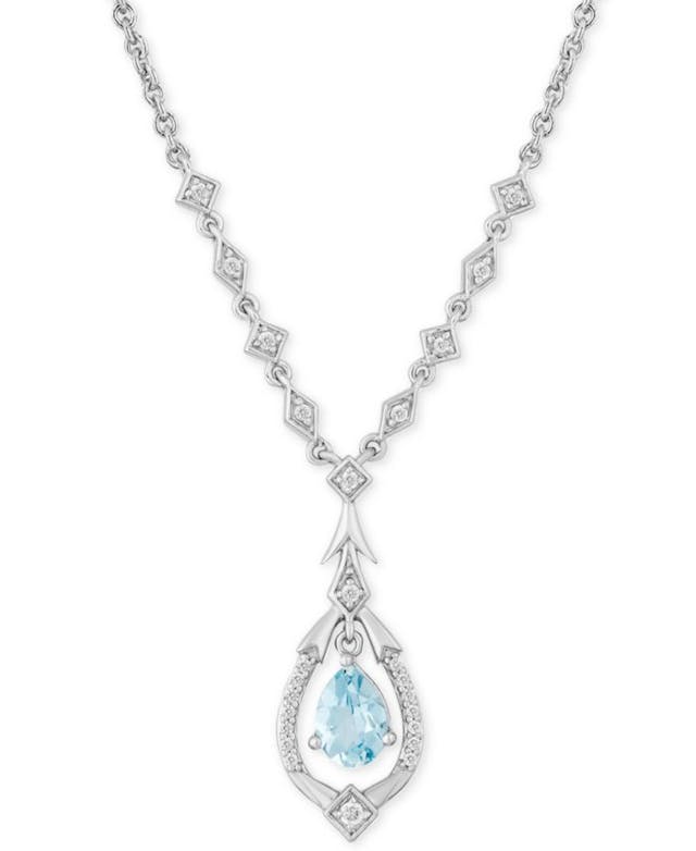 Enchanted Disney Fine Jewelry Enchanted Disney Aquamarine (5/8 ct. t.w.) & Diamond (1/6 ct. t.w.) Elsa Pendant Necklace in Sterling Silver, 16" + 2" Extender & Reviews - Necklaces  - Jewelry & Watches - Macy's