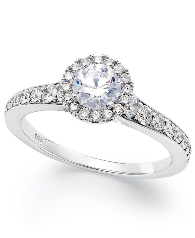 Macy's Diamond Halo Engagement Ring (1 ct. t.w.) in 14k White Gold & Reviews - Rings - Jewelry & Watches - Macy's