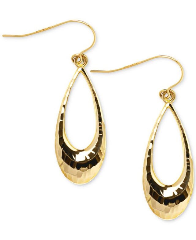 Macy's Open Teardrop Textured Drop Earrings in 10k Gold & Reviews - Earrings - Jewelry & Watches - Macy's