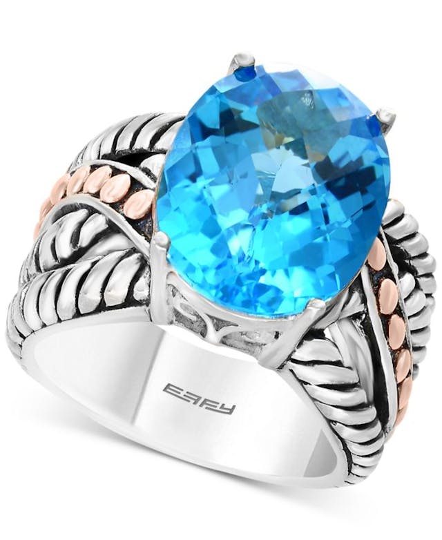 EFFY Collection Balissima by EFFY® Blue Topaz Statement Ring (10-5/8 ct. t.w.) in Sterling Silver & 18k Rose Gold & Reviews - Rings - Jewelry & Watches - Macy's