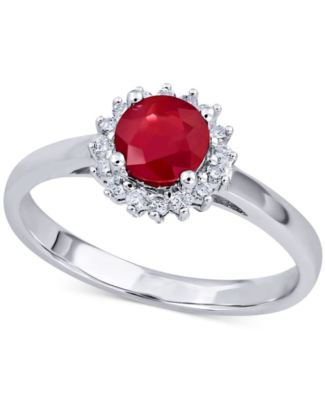 Macy's Ruby (3/4 ct. t.w.) & Diamond (1/5 ct. t.w.) Ring in 14k White Gold & Reviews - Rings - Jewelry & Watches - Macy's