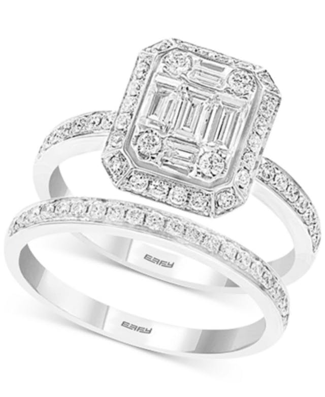 EFFY Collection EFFY® Bridal Diamond Baguette Cluster Bridal Set (7/8 ct. t.w.) in 14k White Gold & Reviews - Rings - Jewelry & Watches - Macy's