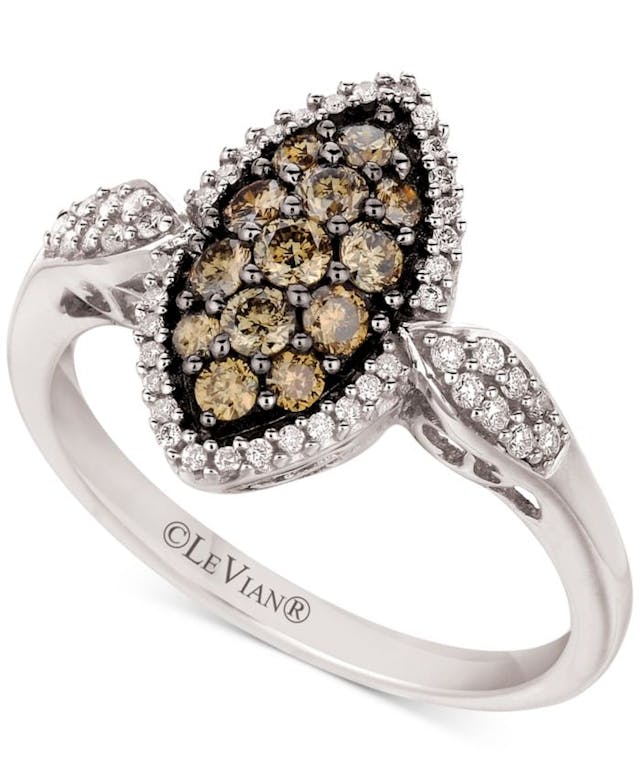 Le Vian Chocolate Diamond (3/8 ct. t.w.) & Nude Diamond (1/4 ct. t.w.) Marquise Cluster Ring in 14k White Gold & Reviews - Rings - Jewelry & Watches - Macy's