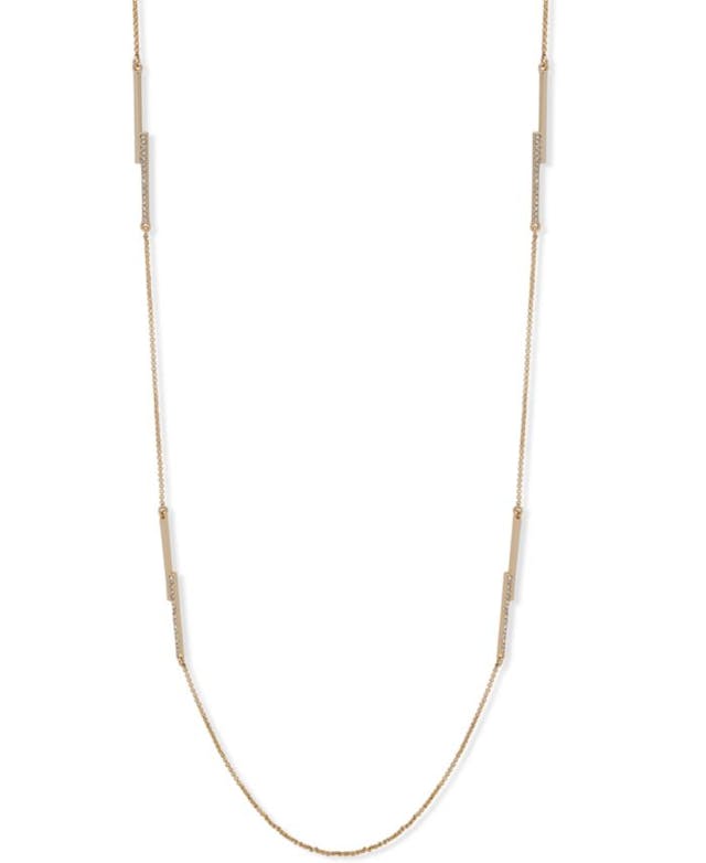 DKNY Gold-Tone Pavé Bar 42" Strand Necklace & Reviews - Necklaces - Jewelry & Watches - Macy's