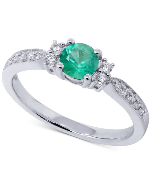 Macy's Emerald (1/3 ct. t.w.) & Diamond (1/6 ct. t.w.) Ring in 14k White Gold & Reviews - Rings - Jewelry & Watches - Macy's