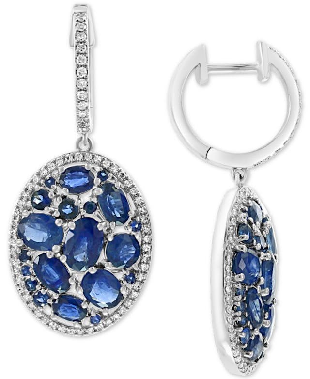 EFFY Collection EFFY® Sapphire (6-1/6 ct.t.w) & Diamond (3/8 ct. t.w.) Statement Earrings in 14k White Gold & Reviews - Earrings - Jewelry & Watches - Macy's
