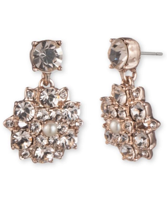 Marchesa Rose Gold-Tone Imitation Pearl & Crystal Flower Drop Earrings & Reviews - Earrings - Jewelry & Watches - Macy's