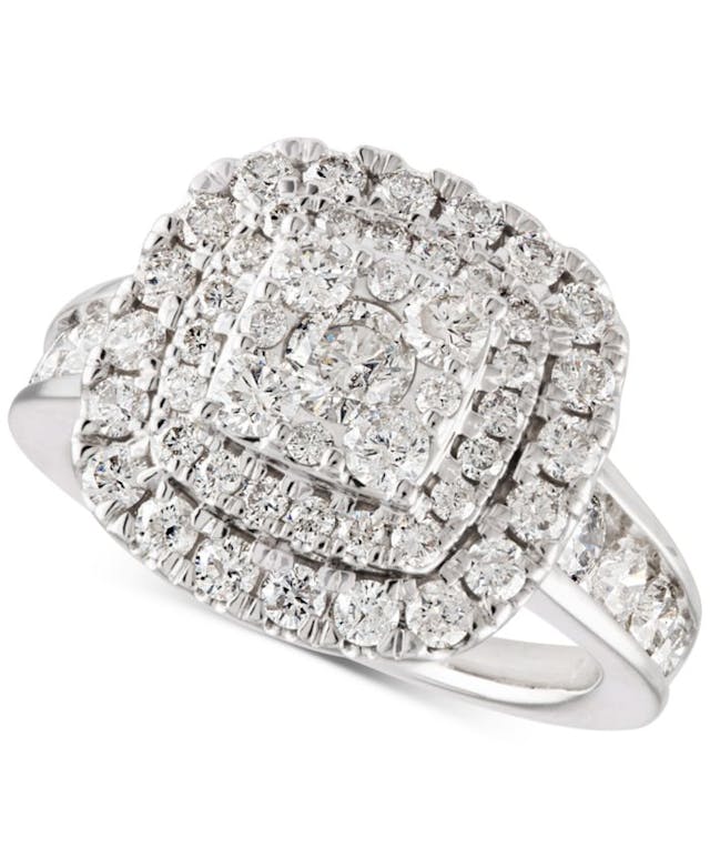 Macy's Diamond Multi-Layer Halo Engagement Ring (2 ct. t.w.) in 14k White Gold & Reviews - Rings - Jewelry & Watches - Macy's