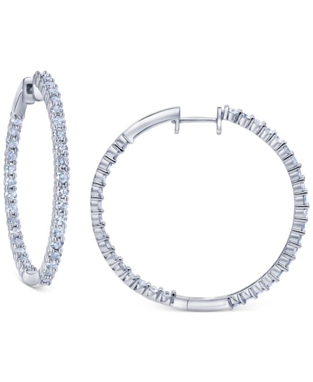 Macy's Diamond Small In & Out Hoop Earrings (1/2 ct. t.w.) in 14k White Gold, 0.7" & Reviews - Earrings - Jewelry & Watches - Macy's