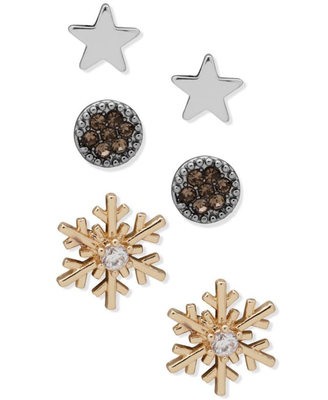 Lonna & lilly Tri-Tone 3-Pc. Set Stud Earrings & Reviews - Earrings - Jewelry & Watches - Macy's