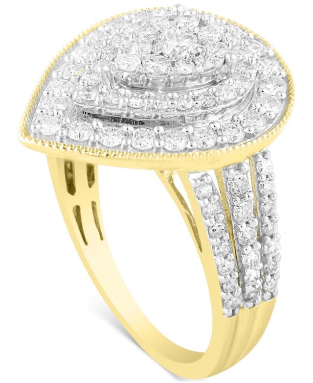 Macy's Diamond Teardrop Cluster Statement Ring (1-1/4 ct. t.w.) in 14k Gold & Reviews - Rings - Jewelry & Watches - Macy's