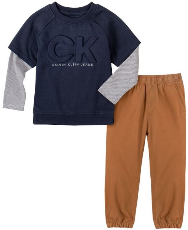 Calvin Klein Toddler Boys Hea Slider Top and Pant, 2 Piece Set & Reviews - Sets & Outfits - Kids - Macy's