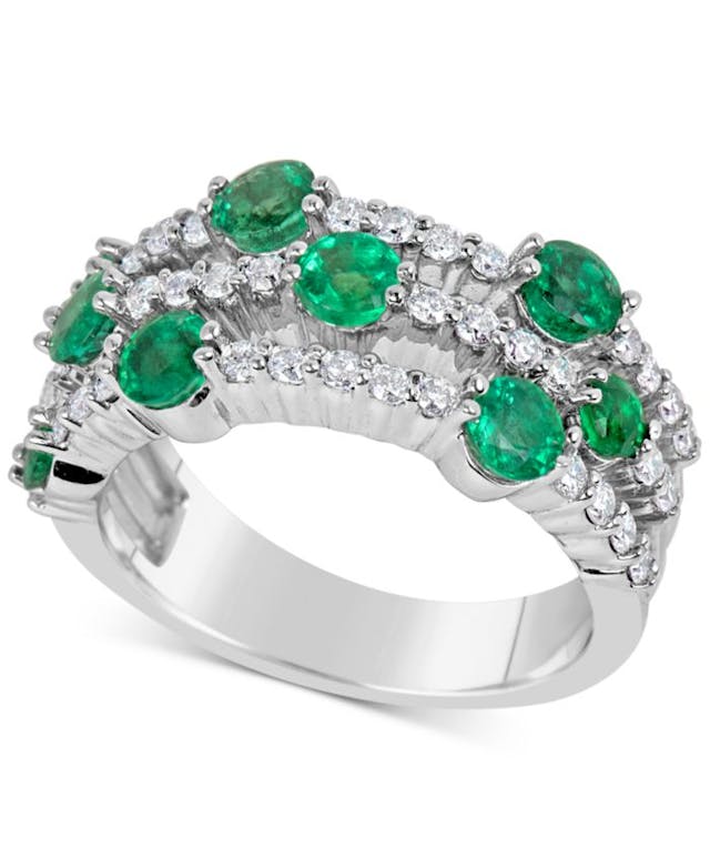 Macy's Emerald (1-3/4 ct. t.w.) and Diamond (5/8 ct. t.w.) Ring in 14k White Gold & Reviews - Rings - Jewelry & Watches - Macy's
