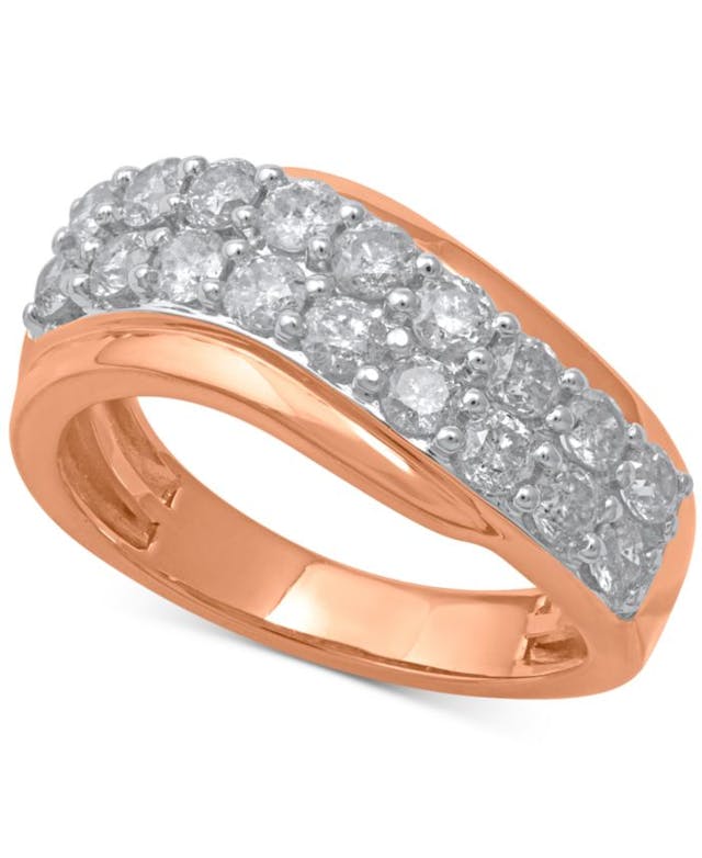 Macy's Diamond Swirl Band (1-1/3 ct. t.w.) in 14k Rose Gold & Reviews - Rings - Jewelry & Watches - Macy's