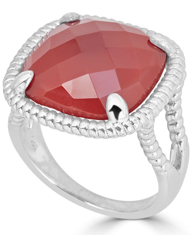 Macy's Red Agate Twist Frame Statement Ring in Sterling Silver & Reviews - Rings - Jewelry & Watches - Macy's