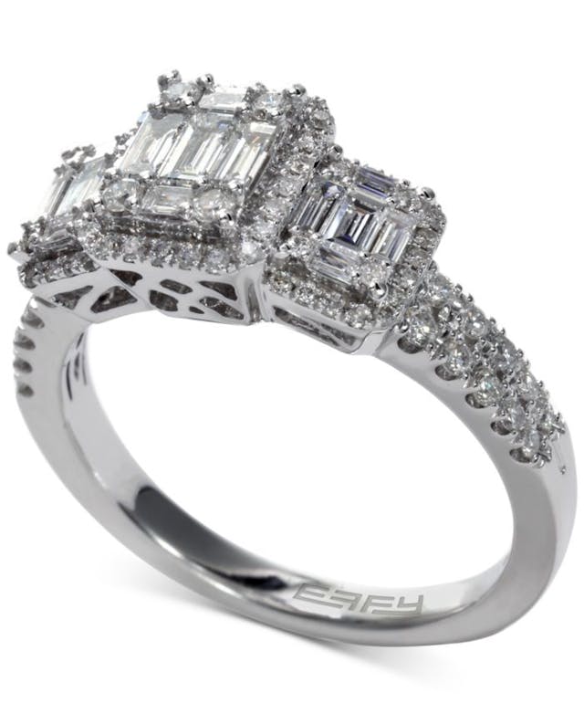 EFFY Collection EFFY® Bridal Diamond Baguette Cluster Engagement Ring (3/4 ct. t.w.) in 14k White Gold & Reviews - Rings - Jewelry & Watches - Macy's