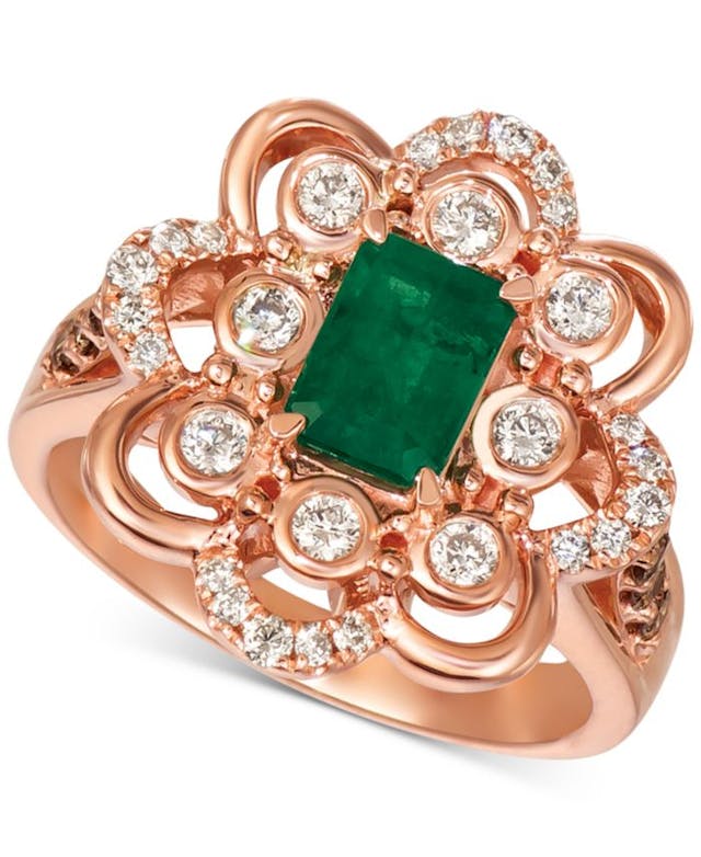 Le Vian Costa Smeralda Emerald (5/8 ct. t.w.) & Diamond (5/8 ct. t.w.) Ring in 14k Rose Gold & Reviews - Rings - Jewelry & Watches - Macy's