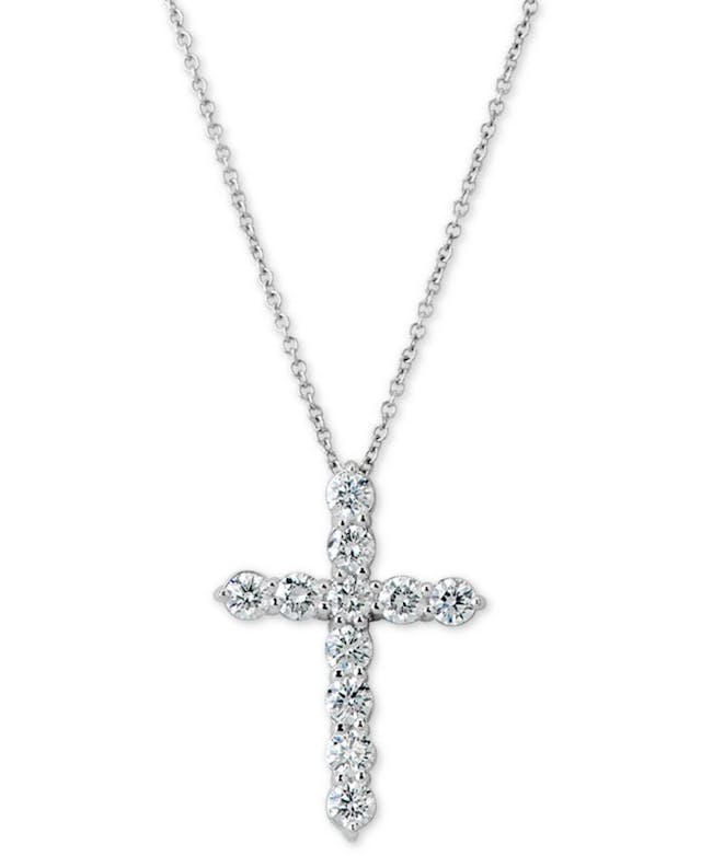 Macy's Certified Diamond Cross Pendant Necklace (1 ct. t.w.) in 14k White Gold, 16" + 2" extender & Reviews - Necklaces  - Jewelry & Watches - Macy's